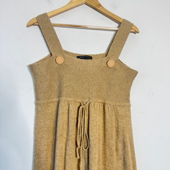BCBGMaxazria Dress Women XL Tan Apron Style Knit Mini Angora Mini Casual Neutral - Picture 5 of 7